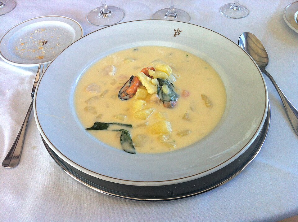 Gazpachuelo, the Málaga fish soup thickened with mayonnaise.
